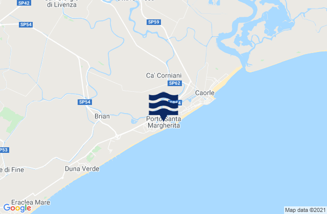 Karte der Gezeiten Porto Santa Margherita, Italy