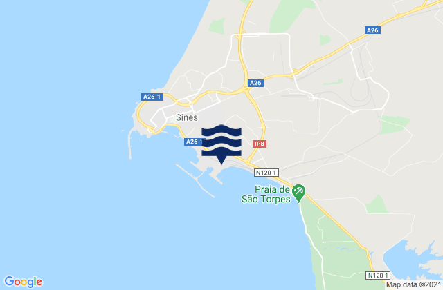 Karte der Gezeiten Porto Sines PSA, Portugal