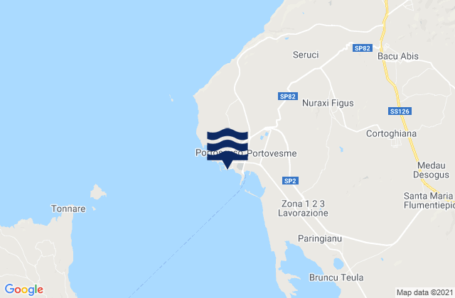 Karte der Gezeiten Porto Vesme, Italy