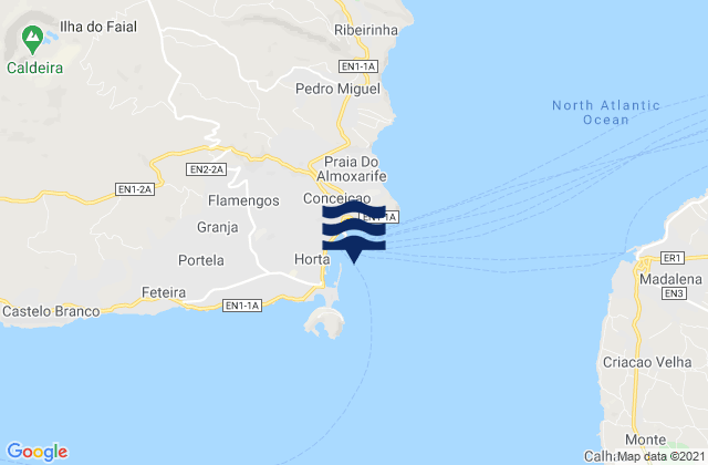 Karte der Gezeiten Porto da Horta Ilha do Faial, Portugal