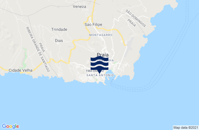 Karte der Gezeiten Porto da Praia Sao Tiago Island, Cabo Verde