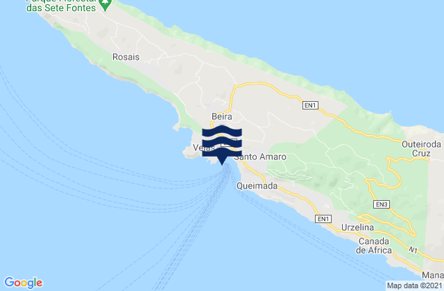 Karte der Gezeiten Porto da Velas, Portugal