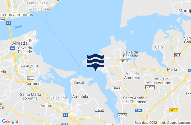 Karte der Gezeiten Porto de Barreiro, Portugal