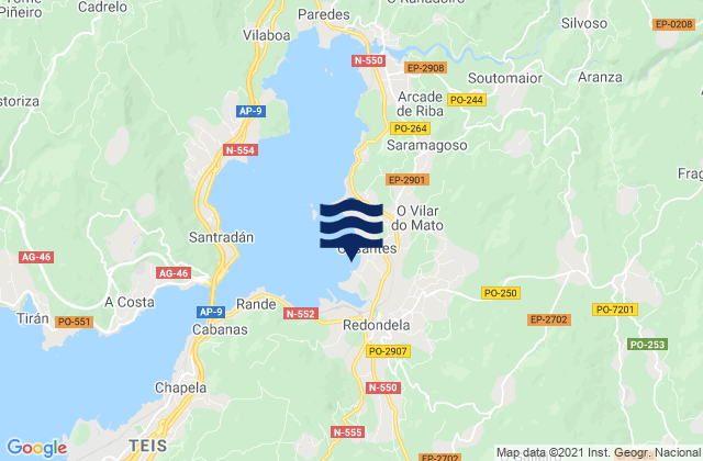 Karte der Gezeiten Porto de Cesantes, Spain