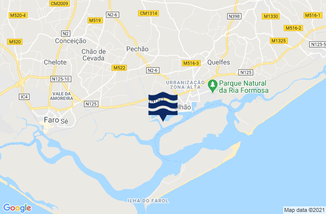 Karte der Gezeiten Porto de Faro-Olhao, Portugal