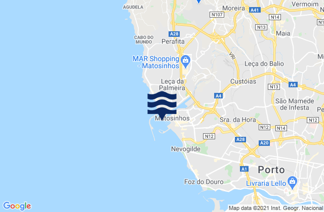 Karte der Gezeiten Porto de Leixões, Portugal