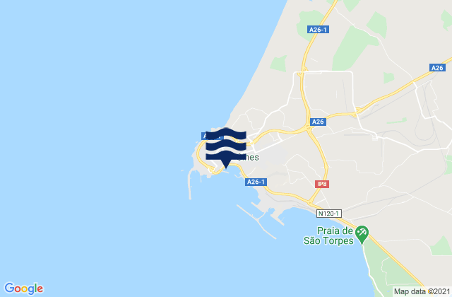 Karte der Gezeiten Porto de Sines, Portugal