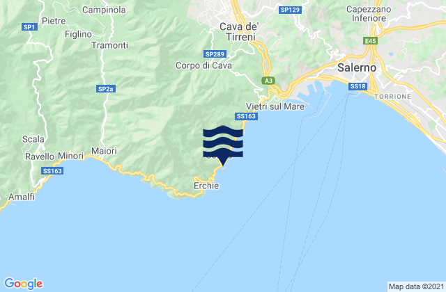 Karte der Gezeiten Porto di Cetara, Italy