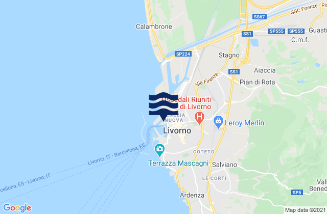 Karte der Gezeiten Porto di Livorno, Italy