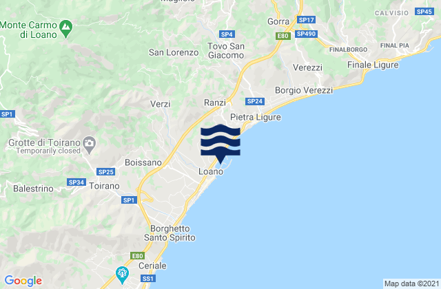 Karte der Gezeiten Porto di Loano, Italy
