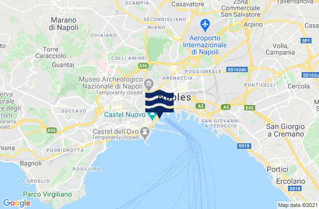 Karte der Gezeiten Porto di Napoli, Italy