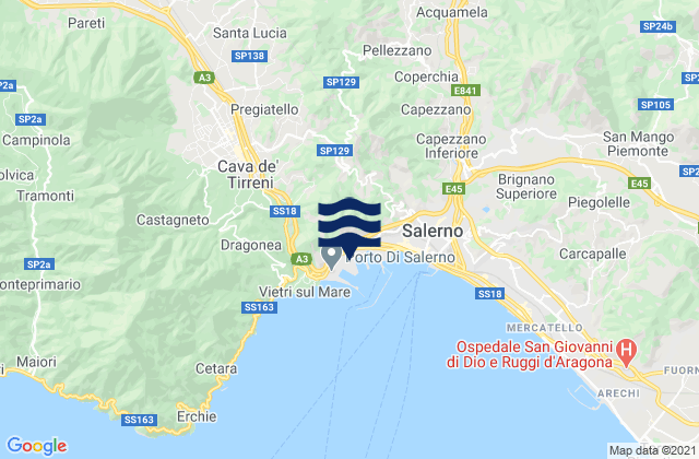 Karte der Gezeiten Porto di Salerno, Italy