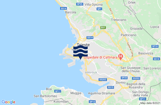 Karte der Gezeiten Porto di Trieste, Italy