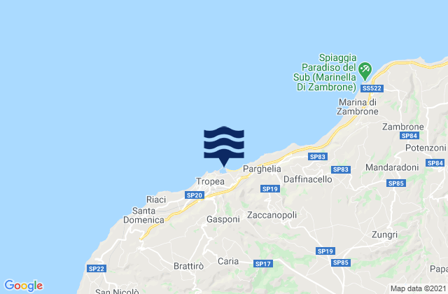 Karte der Gezeiten Porto di Tropea, Italy