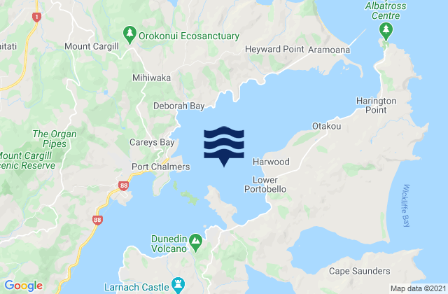 Karte der Gezeiten Portobello Bay, New Zealand