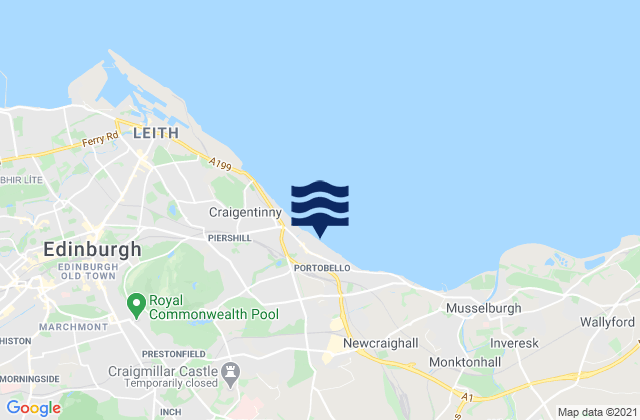 Karte der Gezeiten Portobello Beach, United Kingdom