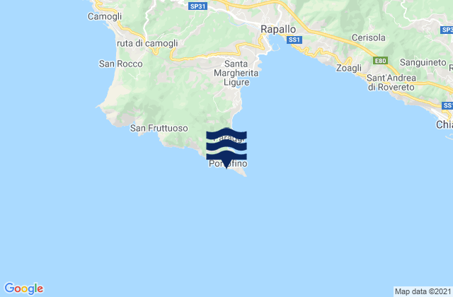 Karte der Gezeiten Portofino, Italy