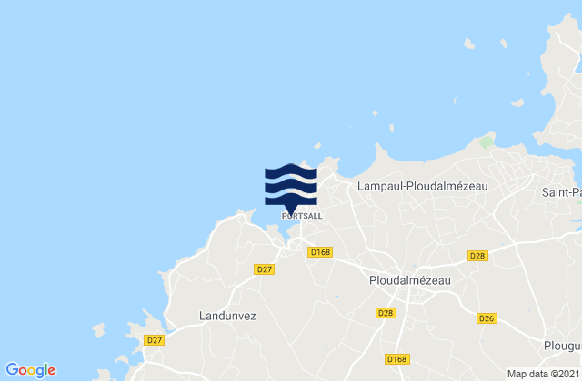 Karte der Gezeiten Portsall, France