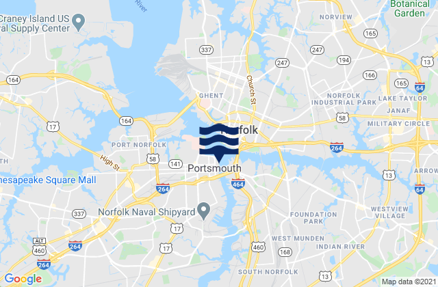 Karte der Gezeiten Portsmouth, United States