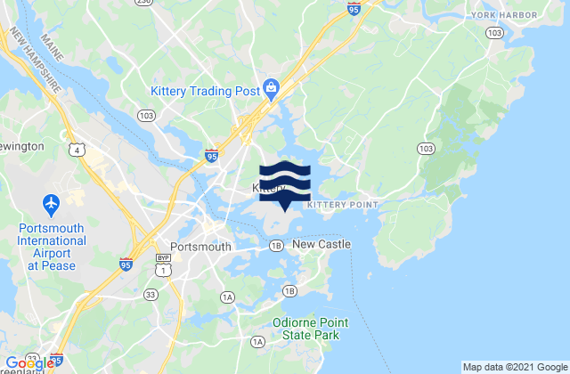 Karte der Gezeiten Portsmouth Naval Shipyard (disputed waters), United States
