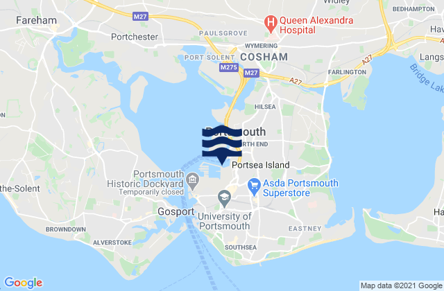 Karte der Gezeiten Portsmouth, United Kingdom