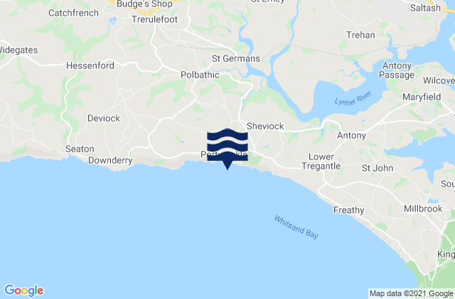 Karte der Gezeiten Portwrinkle Finnygook Beach, United Kingdom