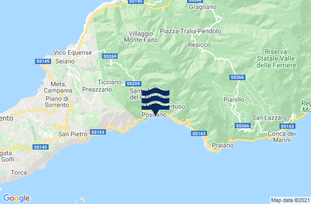 Karte der Gezeiten Positano, Italy
