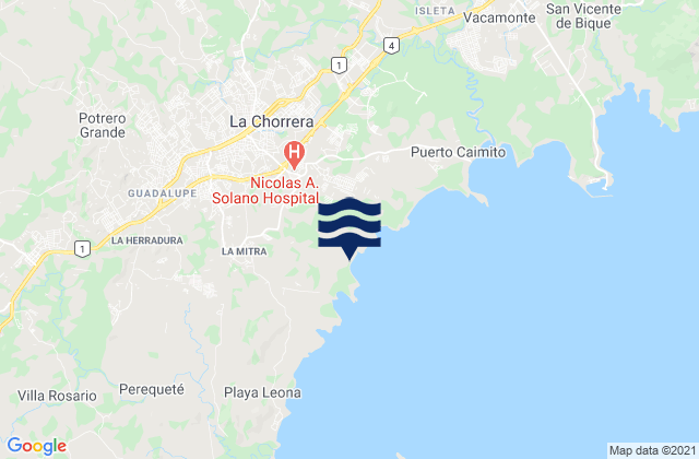 Karte der Gezeiten Potrero Grande, Panama