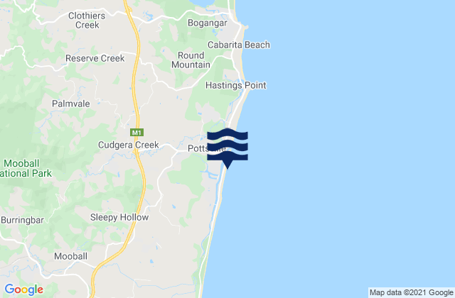 Karte der Gezeiten Pottsville Beach, Australia