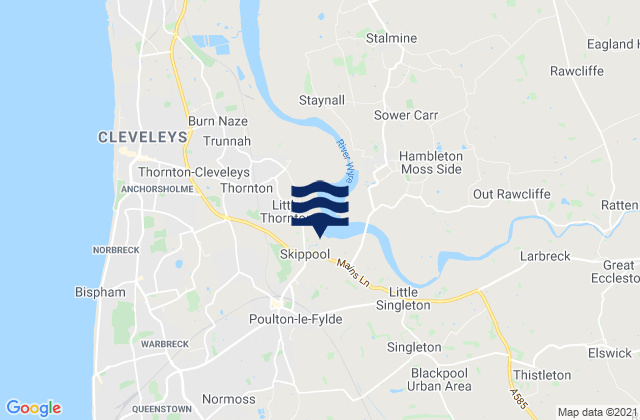 Karte der Gezeiten Poulton-le-Fylde, United Kingdom