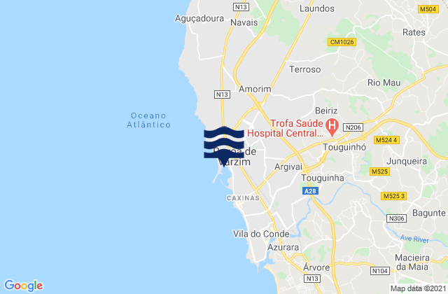 Karte der Gezeiten Povoa do Varzim, Portugal