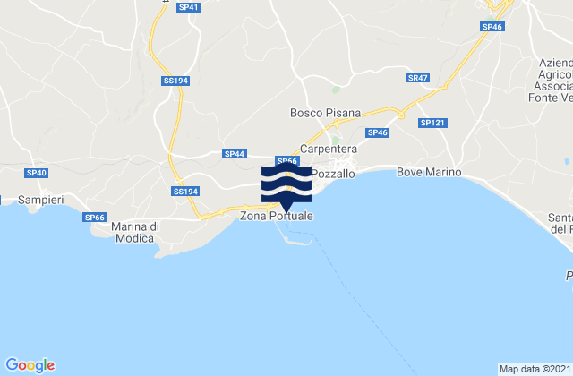 Karte der Gezeiten Pozzallo Port, Italy