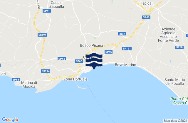 Karte der Gezeiten Pozzallo, Italy
