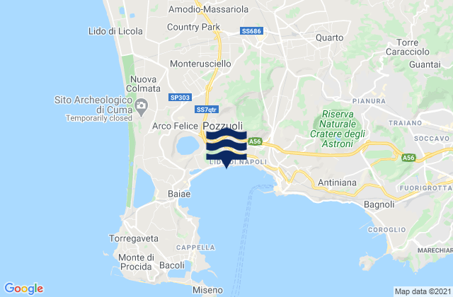 Karte der Gezeiten Pozzuoli, Italy