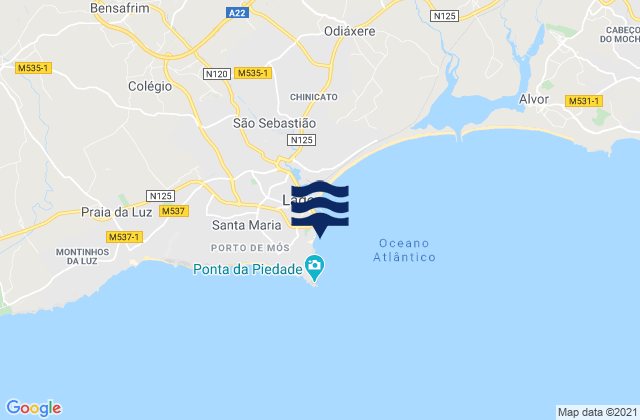Karte der Gezeiten Praia Dona Ana, Portugal