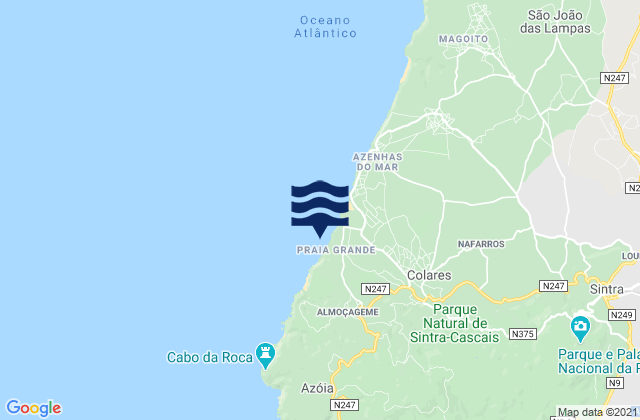 Karte der Gezeiten Praia Grande, Portugal
