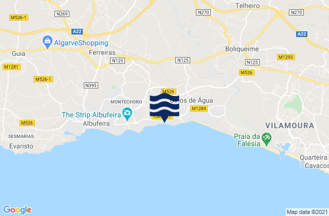 Karte der Gezeiten Praia Maria Luisa, Portugal