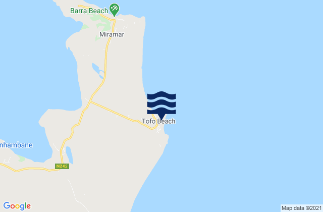Karte der Gezeiten Praia Tofo, Mozambique