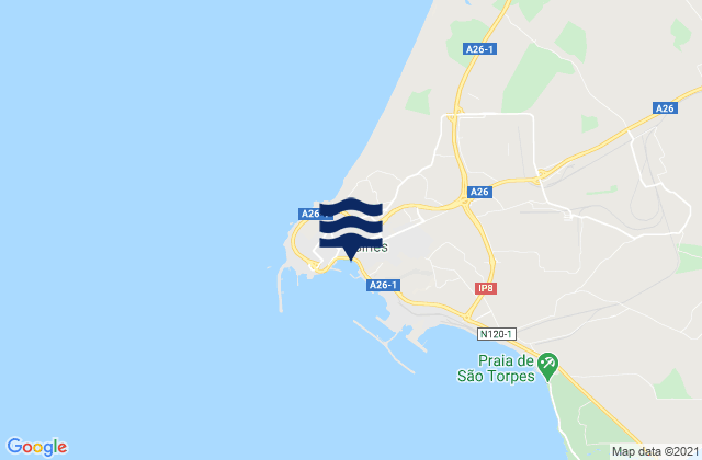 Karte der Gezeiten Praia Vasco da Gama, Portugal