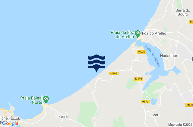Karte der Gezeiten Praia d'El Rei, Portugal