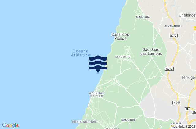Karte der Gezeiten Praia da Aguda, Portugal