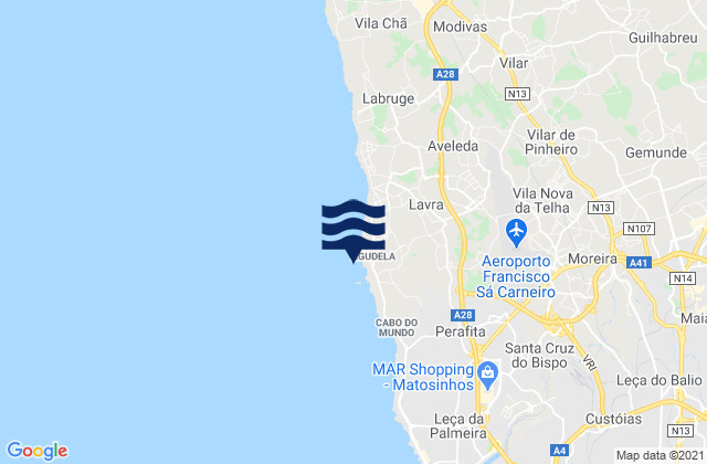 Karte der Gezeiten Praia da Agudela, Portugal
