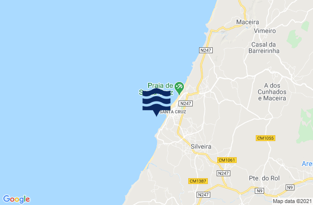 Karte der Gezeiten Praia da Amoreira, Portugal