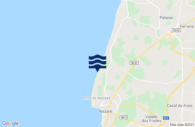Karte der Gezeiten Praia da Areeira, Portugal