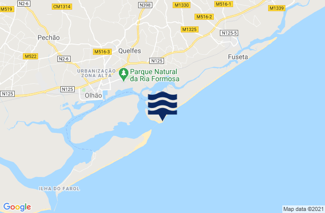 Karte der Gezeiten Praia da Armona, Portugal