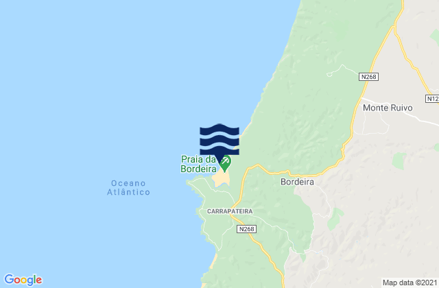 Karte der Gezeiten Praia da Bordeira, Portugal