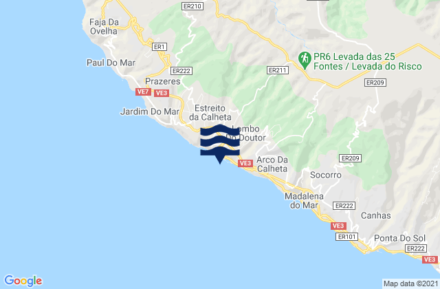 Karte der Gezeiten Praia da Calheta, Portugal