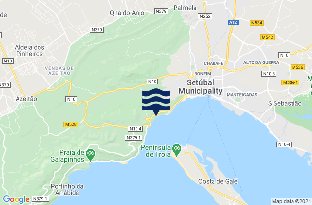 Karte der Gezeiten Praia da Comenda, Portugal