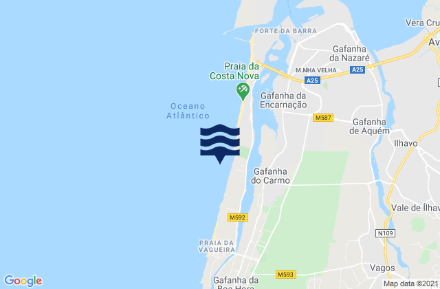 Karte der Gezeiten Praia da Costinha, Portugal