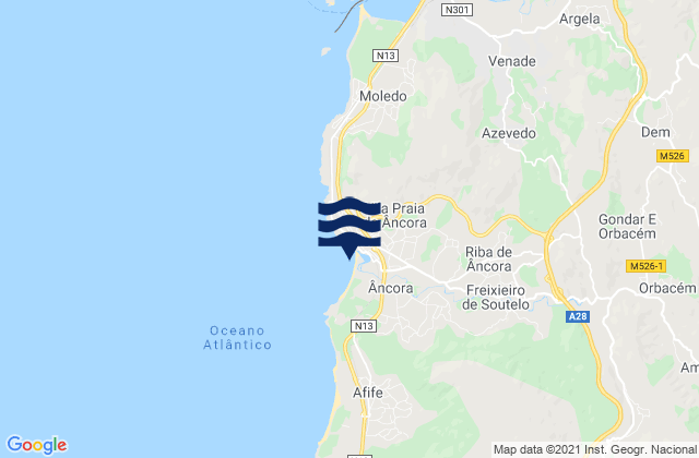 Karte der Gezeiten Praia da Duna do Caldeirão, Portugal